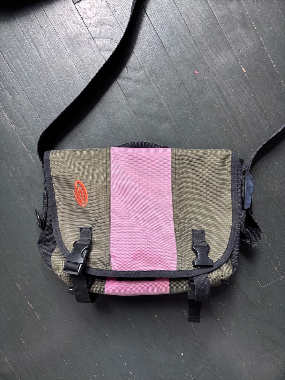 Timbuk2 Olive and Pink Canvas Messenger Bag